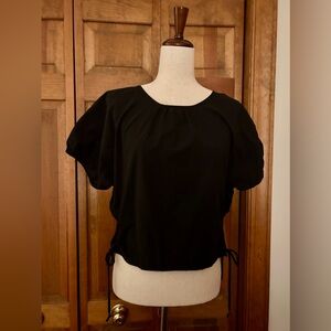 Madewell Women’s Witchy Boho Embroidered Poplin Puff-Sleeve Cutout Top Sz L